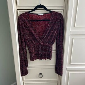 Zara Red and Black Patterned Blouse